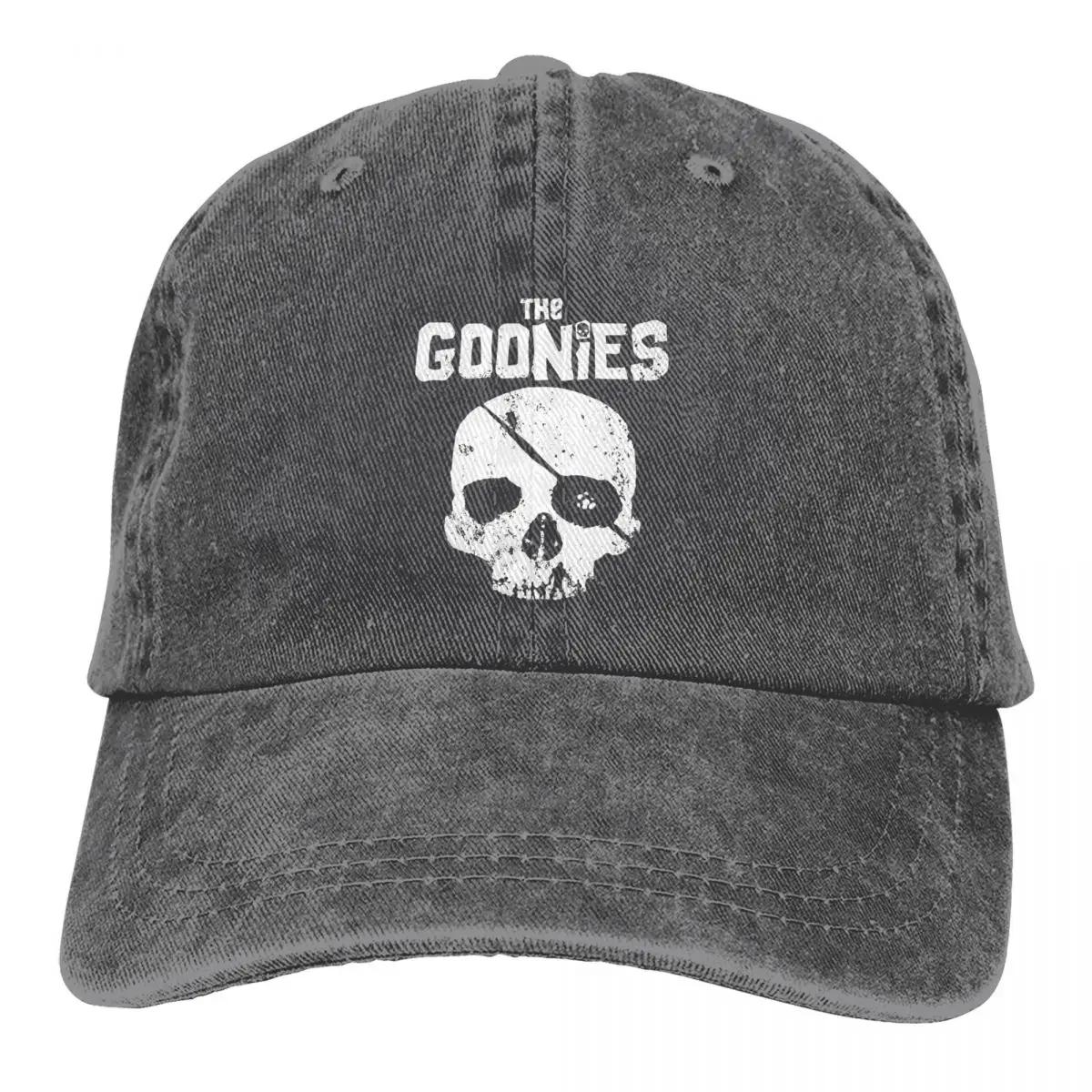 

The Goonies Череп Логотип Trucker Hat Аксессуары Винтажный Потертый Джинсовый Головной Убор Для Мужчин Женщин Регулируемый Adjustable темно-серого