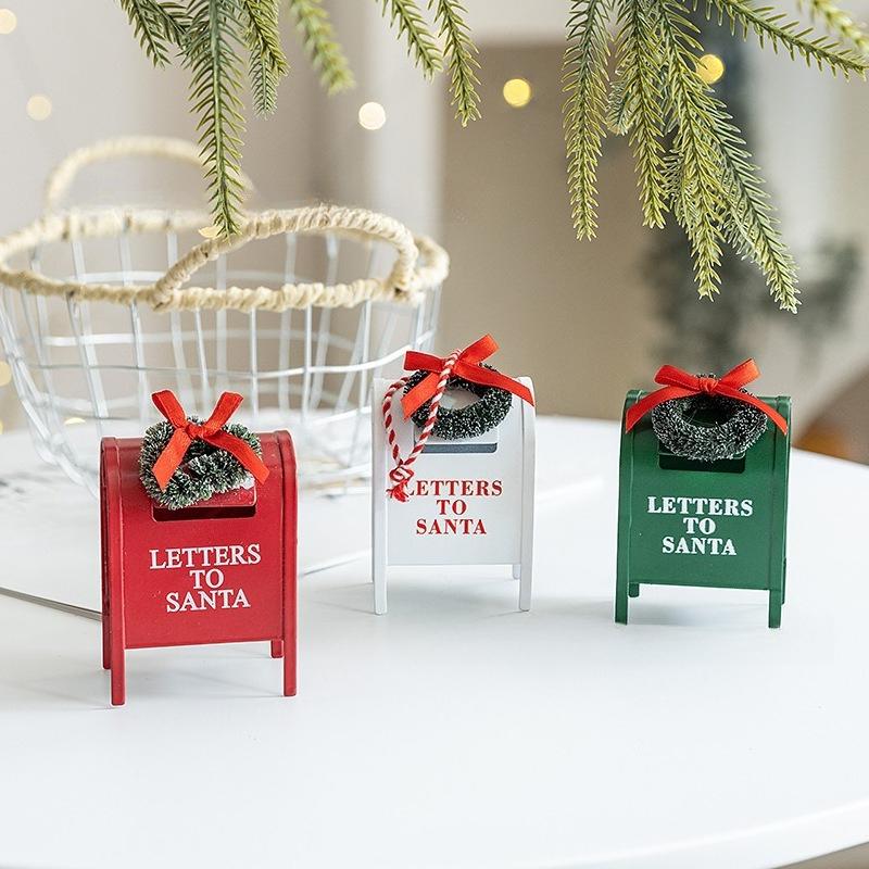 Christmas Iron Mail Box Pendant Christmas Tree Decoration Desktop Landscape Festival Atmosphere Decoration