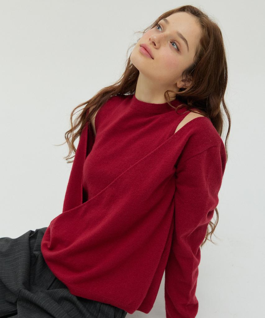 NEW LOOKY Layered Knit Set_Red