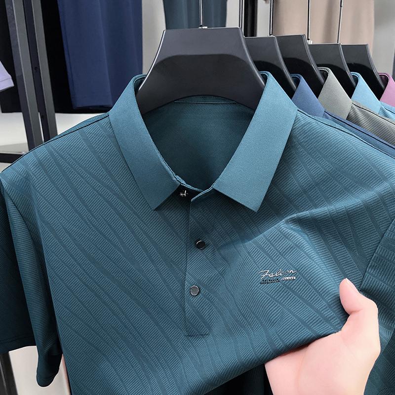 Men's Polo Shirt Lapel Short Sleeve T-Shirt Summer Exquisite Chest Badge Design Business Handsome Menswear