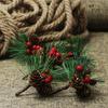 10PCS Artificial Flower Red Christmas Berry Pine Cone Holly Branches Christmas Decoration for Home Floral Decor Flower Crafts