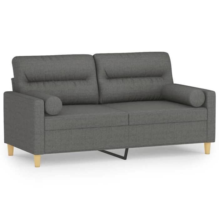 VidaXL Canapé 2 places avec oreillers gris foncé 140 cm tissu, canapé, causeuse, canapé de salon, canapés, canapé rembourré, 3200822