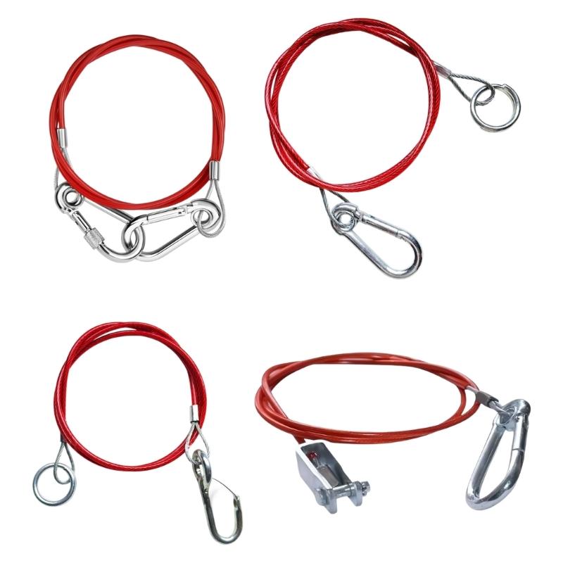Trailer Tow Cable Replacement, Red Coated Steel Breakaway Line with Looped Eye Ends for Trailer Hardware Service Use