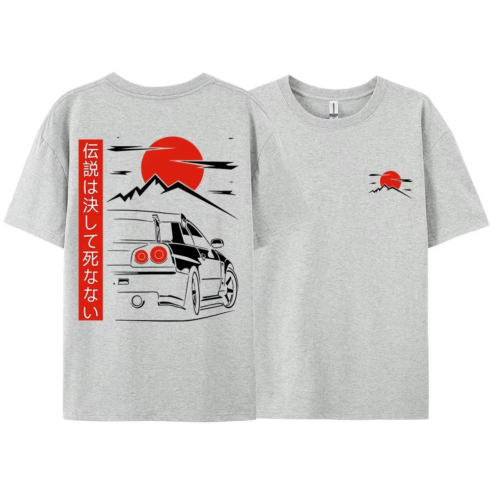 2025 Japanese Style Car JDM Culture GTR Racing T Shirts Men Women Street Wear Original Design Oversized 100_ Cotton Couple