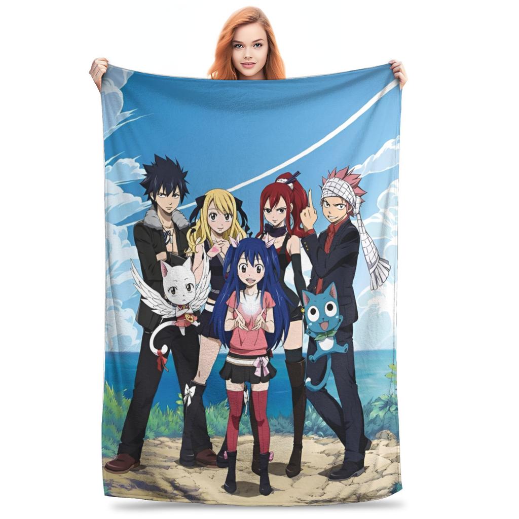 Fairy Tail Knitted Blanket Flannel  Super Soft Throw Blankets for Outdoor Travel Bedspread
