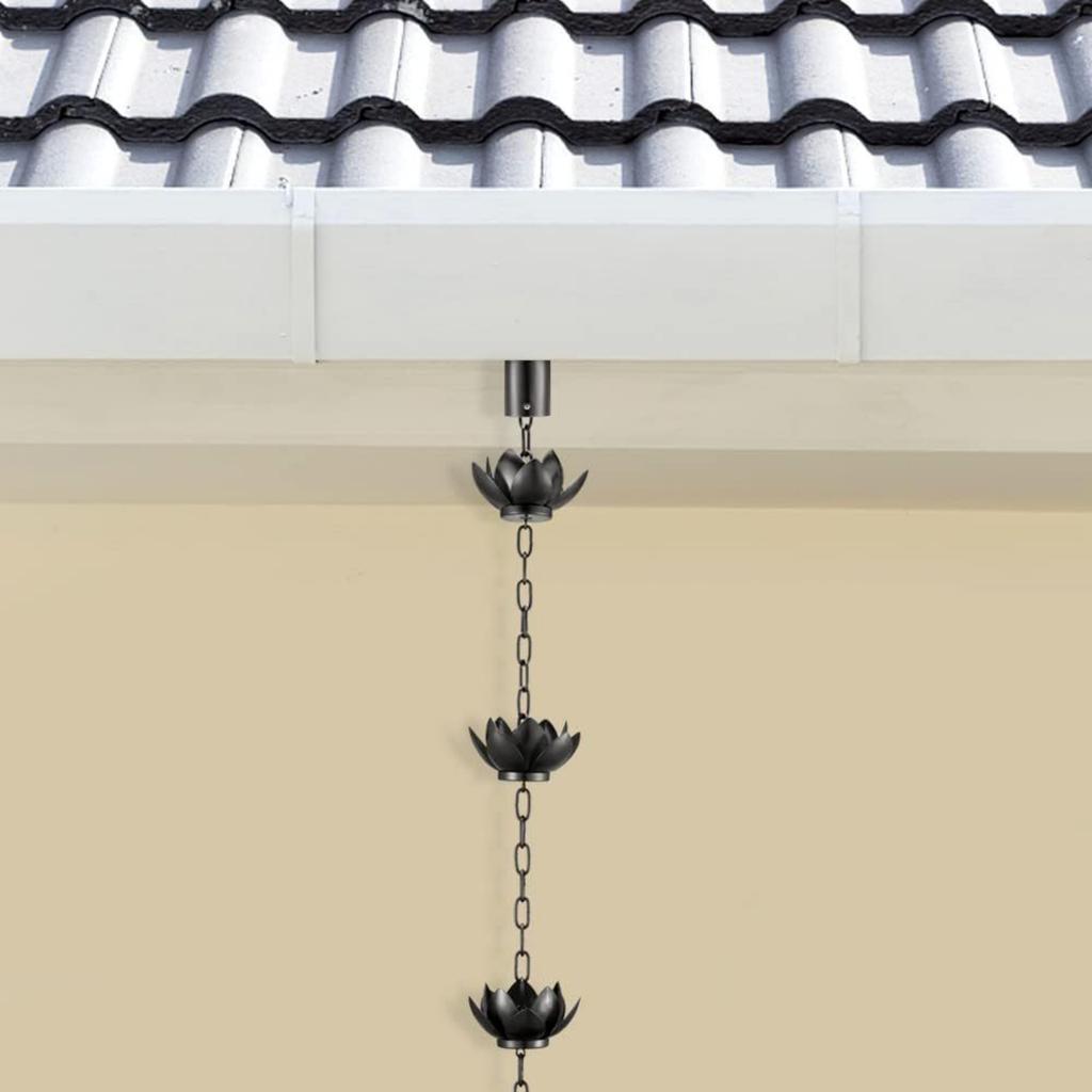 Regenkette für Blätter, Regenfängerkette für Dachrinnen im Außenbereich mit Adapter, Regenkettenbecher zum Ersetzen des Dachrinnenfallrohrs, zum Umleiten von Wasser und zur Anzeige zu Hause