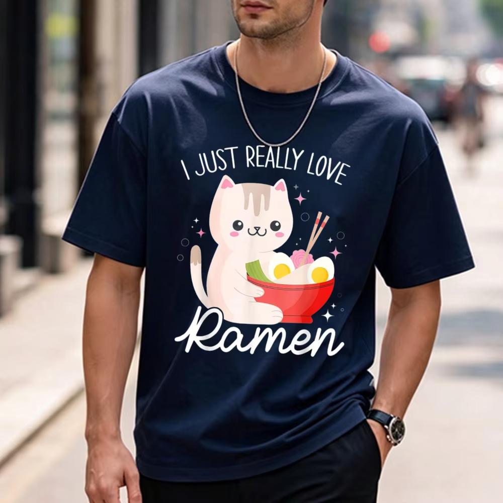 I Just Really Love Raunisex Cat Anime Kawaii Otaku Clothing TShirt Vintage Clothes Funny Outdoors High Quality Cotton ShortSleev