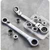 7-in-1 Double Head Ratchet Wrench Set with Interchangeable Shaking Heads Flexible Joint Removable Socket for Multi Size Tasks