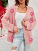 New Winter Floral Cardigan Long Sleeve Knit Sweater Coat for Women