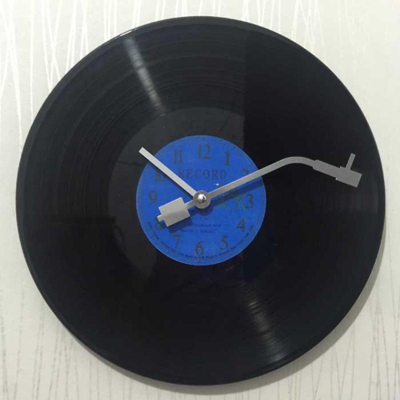 European and American Retro Vinyl Record Hanging Clock Creative Plastic Wall Clocks Ktv Living Room Study Wall Decoration