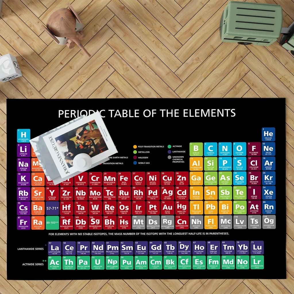 Tavola Periodica degli Elementi Chimici Tappeto Casa Bambino Apprendimento Educazione Tappeto Stanza dei Bambini Tappeto Antiscivolo