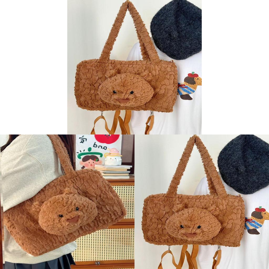 Cute Plush Bear Bag With Zipper Closure For Casual Travel And Gift Giving