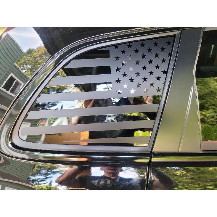 Xinghe for Je@p Cherokee 2014-2023 Rear Side Window American Flag Decal Sticker Matte Black 2pcs, NOT for Je@p Grand Cherokee