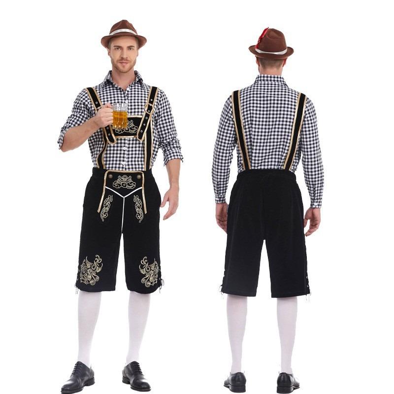 Halloween Traditional Men's Beer Costume Plaid Shirt Suit Stage Costume