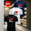 Men's European Size Bird's Eye Knit T-Shirt Set - Plain, Breathable, Quick-Dry, Short Sleeve, Round Neck, 3 Pieces