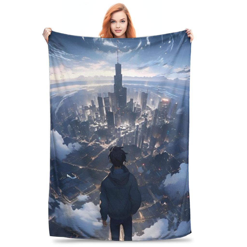 Solo S-ung Jin-woo Leveling Blankets Anime Solo Leveling Plush Vintage Breathable Throw Blankets for Home Winter