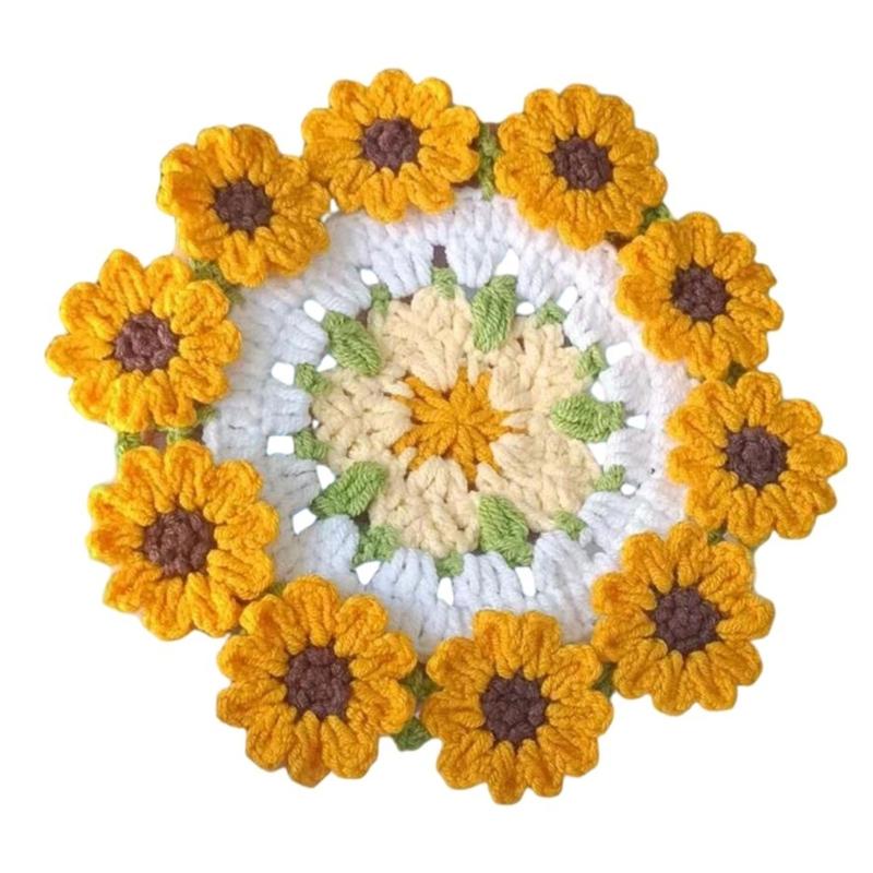 

Flower Coaster Set Handcrafted Table Decoration Tableware Pad Heatproof Kitchen Dining Accessories For Parties