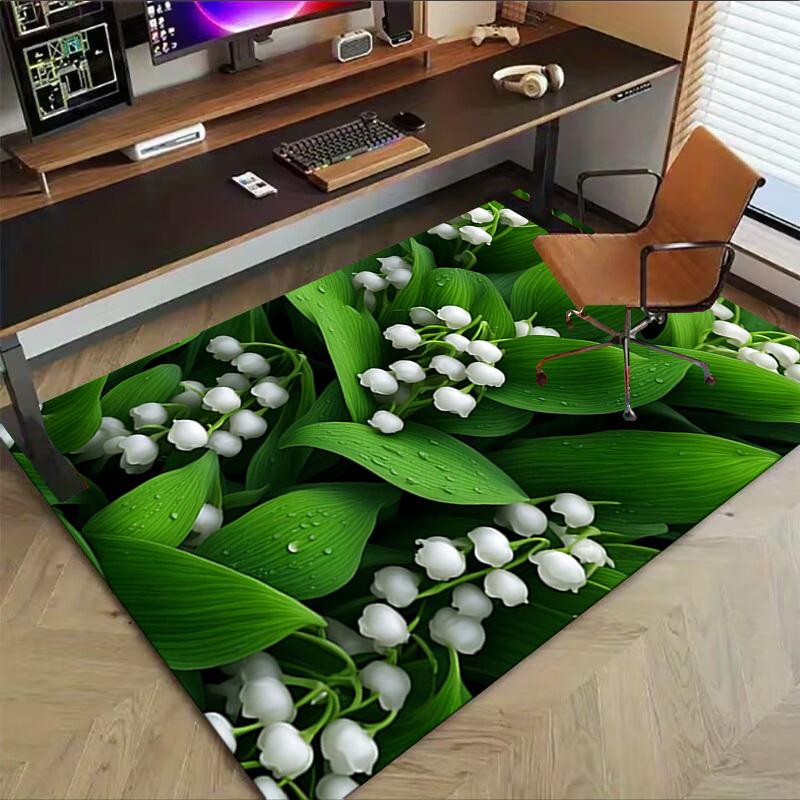 1PC Lily of the Valley Extra Large Non Slip Floor carpet, Office, family, bedroom, Studio   Large Area Rug Indoor Rugs, , Vibrant Colors