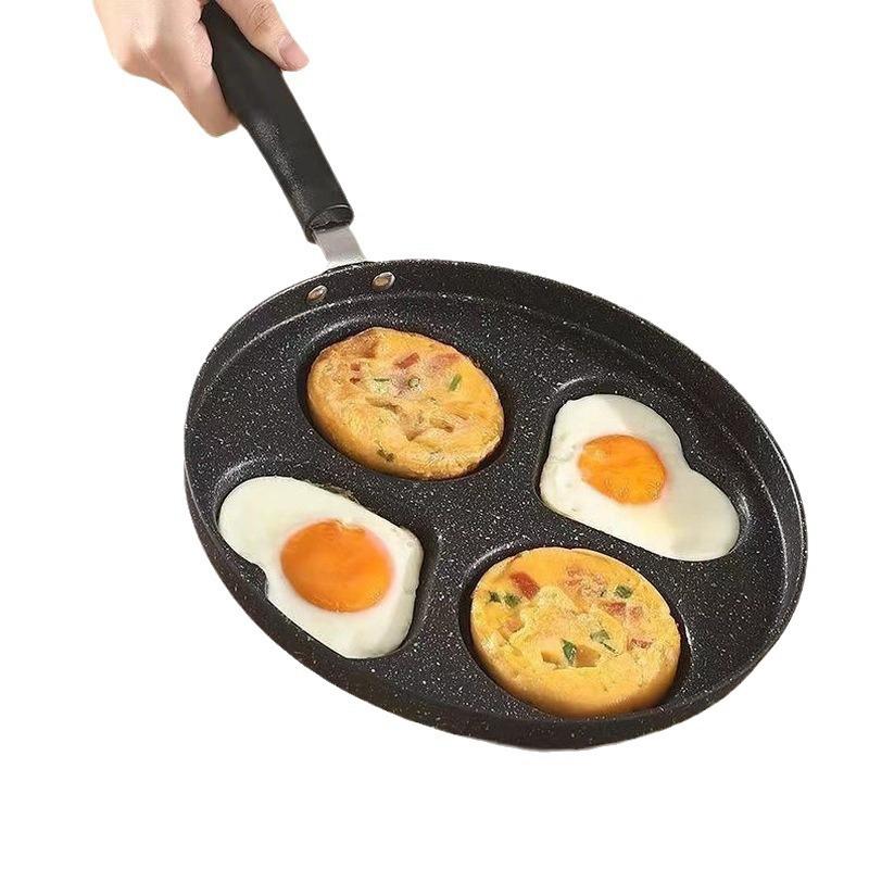Egg Burger Frying Pan Nonstick Wooden Handle Multifunctional Kitchen Cookware for Pancake Burger Breakfast Universal Stove