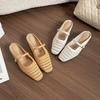 Hollow woven bag head half slippers women's summer wear is beautiful, not tired feet thick heel sandals