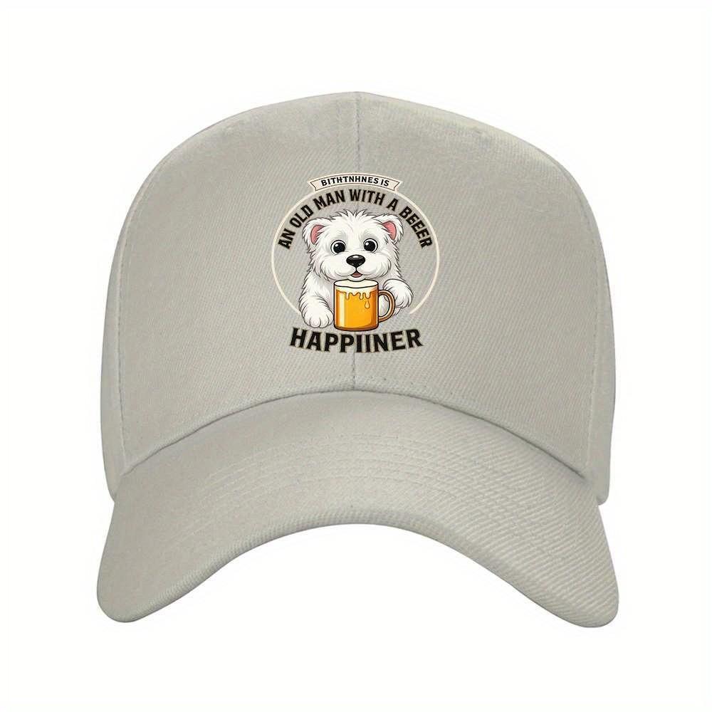 Samoyed Beer Lover Baseball Cap Cute Dog Graphic Adjustable Outdoor Casual Hat