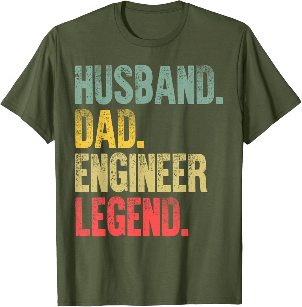 Funny Vintage Shirt Husband Dad Engineer Legend Retro TShirt Retro Graphic Tee Men