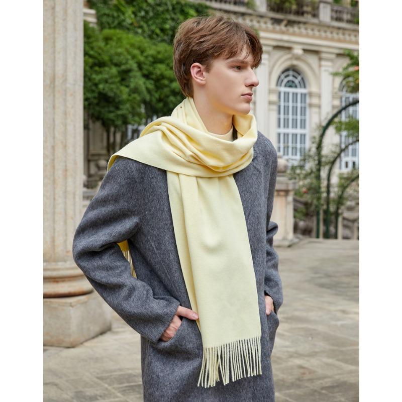 Wool Scarf Men's Autumn and Winter Cashmere Scarf Women's Winter High End Versatile New Solid Color Men's Scarf