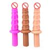 Handle Dildo Artificial Big Penis Screw Thread Ribbed Stimulate Adult Female Masturbator Lesbian Sex Anal Anal Toy For Women 22