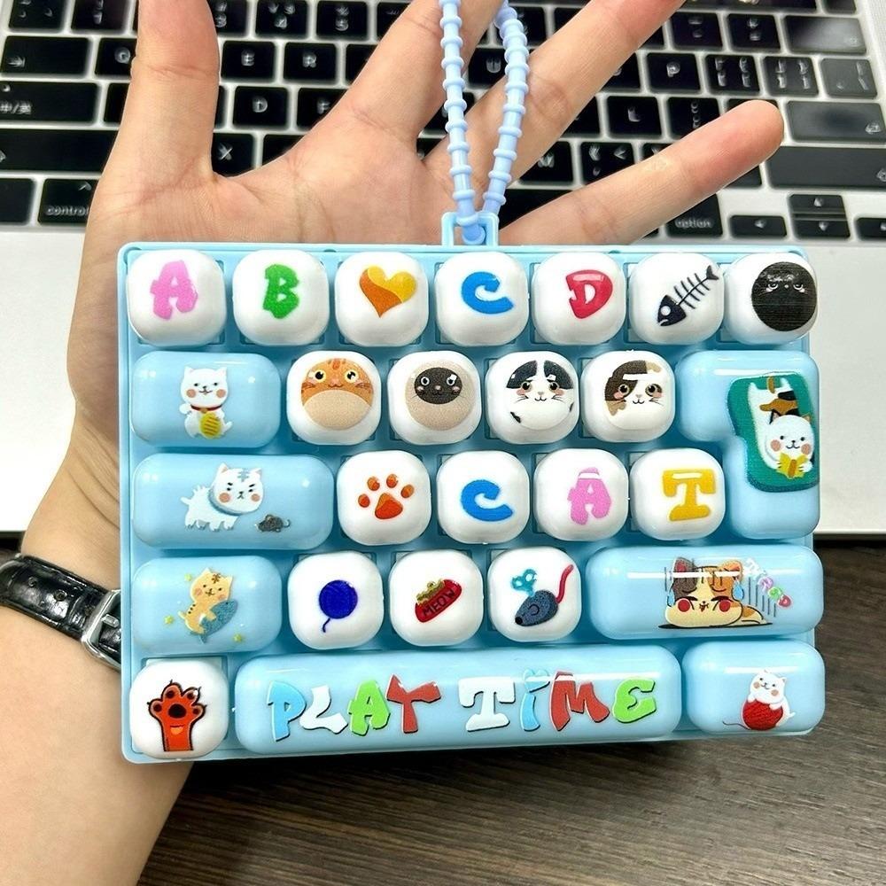 Cute Cartoon Keyboard Fidget Toy 26 Keys Layout Backpack Key Chain Pendant Students
