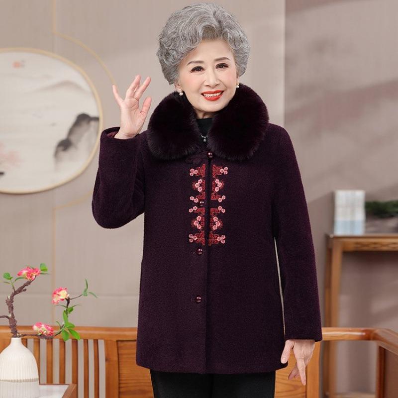 

Зимняя шерстяная куртка для пожилой женщины, плюшевый теплый осенне-зимний топ, одежда из норки для пожилого мужчины 5XL [recommended 150-80kg] фиолетовый