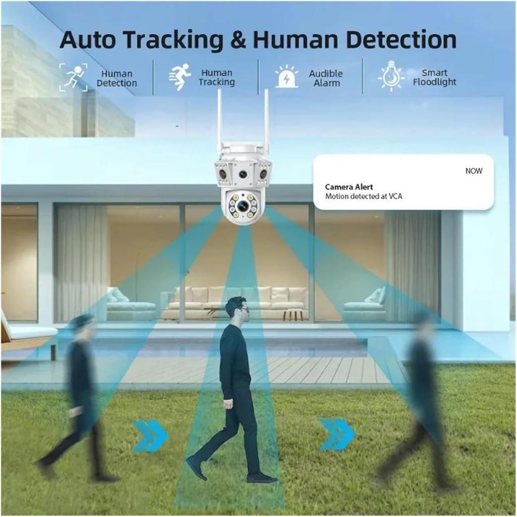 Dual Lens 6MP WiFi Security Camera, PTZ Wireless Home Security Camera,2.4/5GHz Wireless Camera, Video Surveillance for Home CCTV Security (NO Plug)