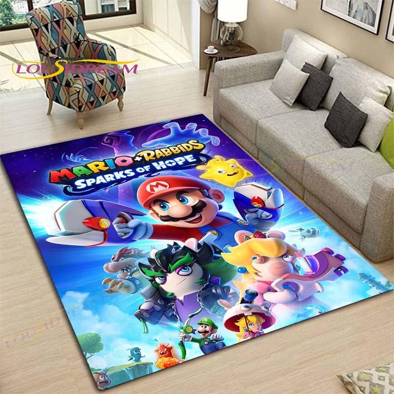 Tapetes com Padrão Anime Mario Bros para Sala de Estar Tapete de Área Antiderrapante Tapetes para Quarto de Crianças Tapete de Yoga Tapete Grande Decoração