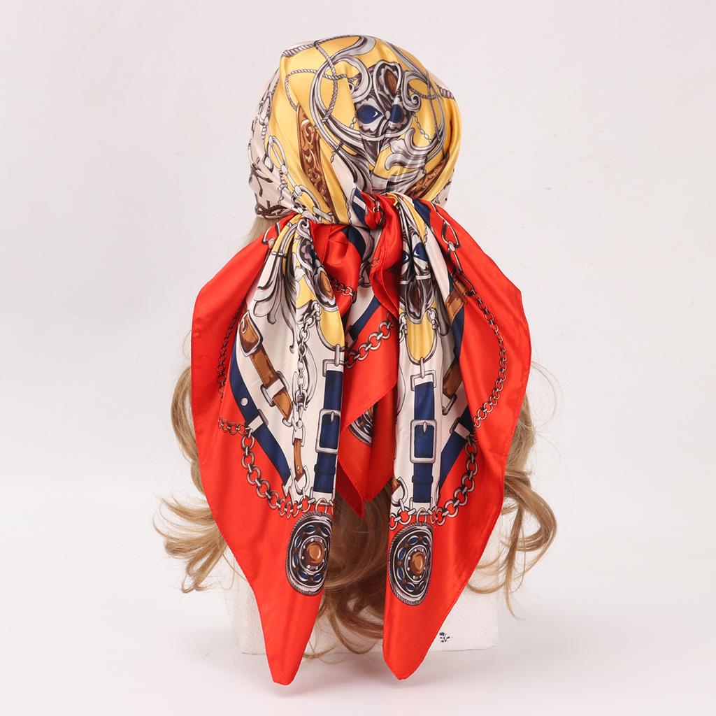 90*90cm Hedvábný šátek Šátek na hlavu Dámský Čtyřsezónní Vlasový šátek Hidžáb Foulard Iuxe Bandana Femme Šátek na hlavu