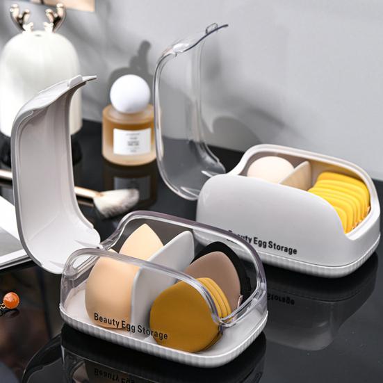 Makeup Sponge Case Portable Dustproof Cosmetic Egg Storage Box Transparent