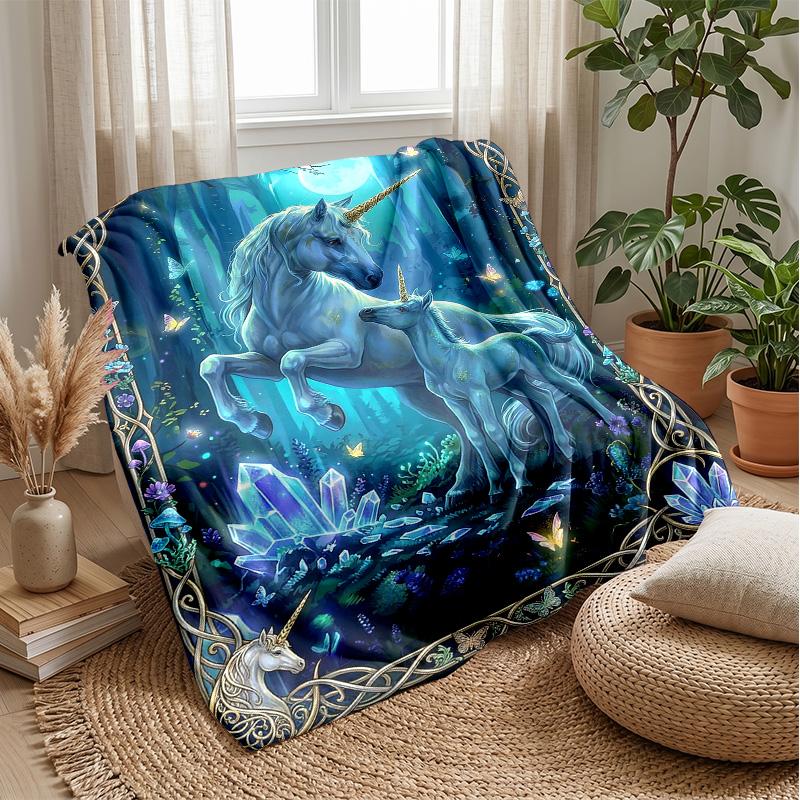 Mermaid and Unicorn Theme blanket Lightweight Warm Flannel Blanket Decorative Throw Blanket for Home Decoration
