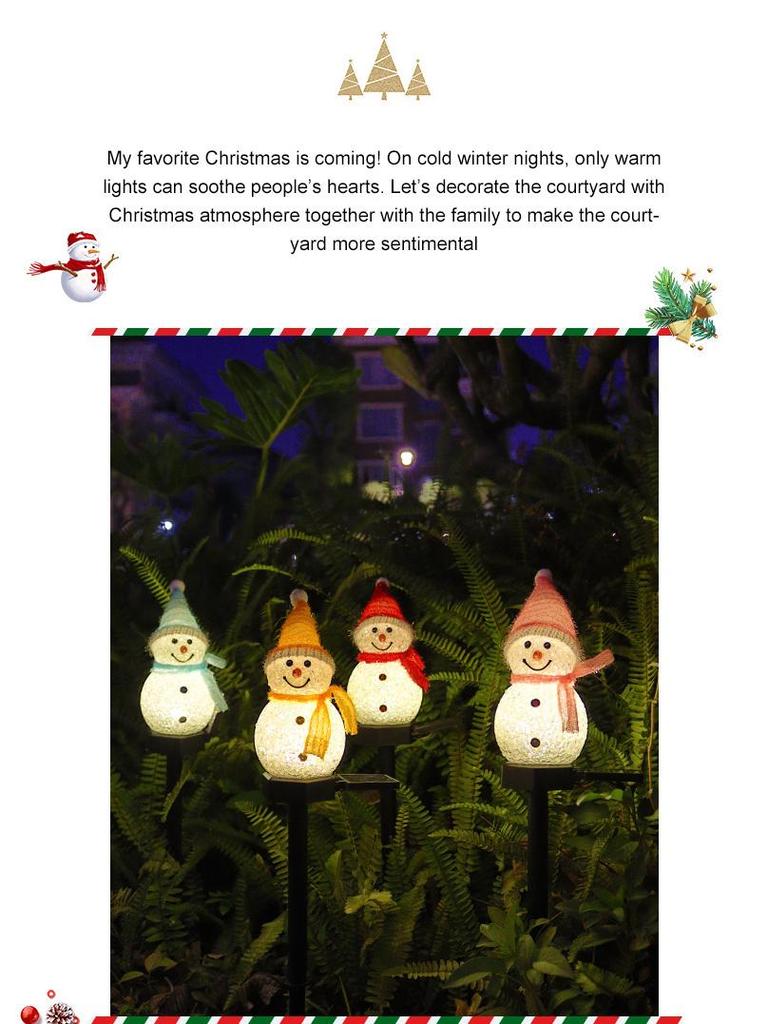 Christmas Snowman Solar Ground Lights for Outdoor Garden and Lawn Decoration