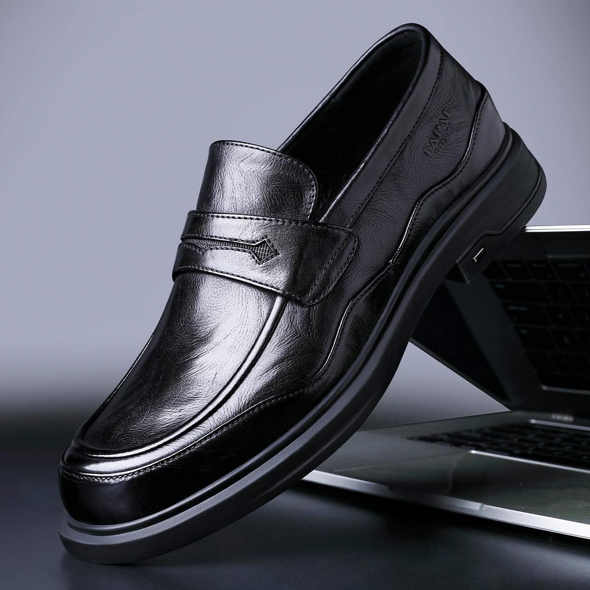 

2025 men s shoes business and leisure one-pedal loafers first layer cowhide trend versatile men s high-end leather shoes new 43