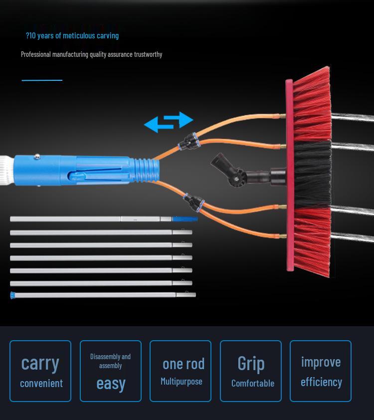 Portable Telescopic Solar Panel Cleaning Brush with Water Flow