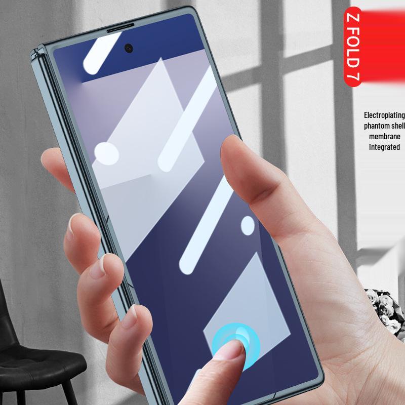 Samsung Z Fold 7 Transparent Electroplated Phone Case with Integrated Folding Design and Anti-drop Protection