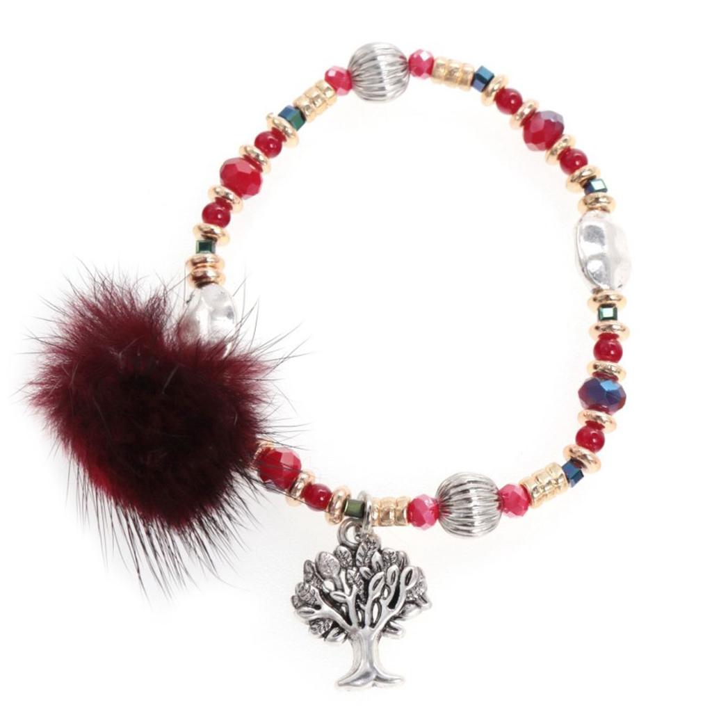 Les Trésors De Lily [Q5835] - Designer Bracelet 'Lilipoupettes' Red (tree of Life) - 18x17 Mm