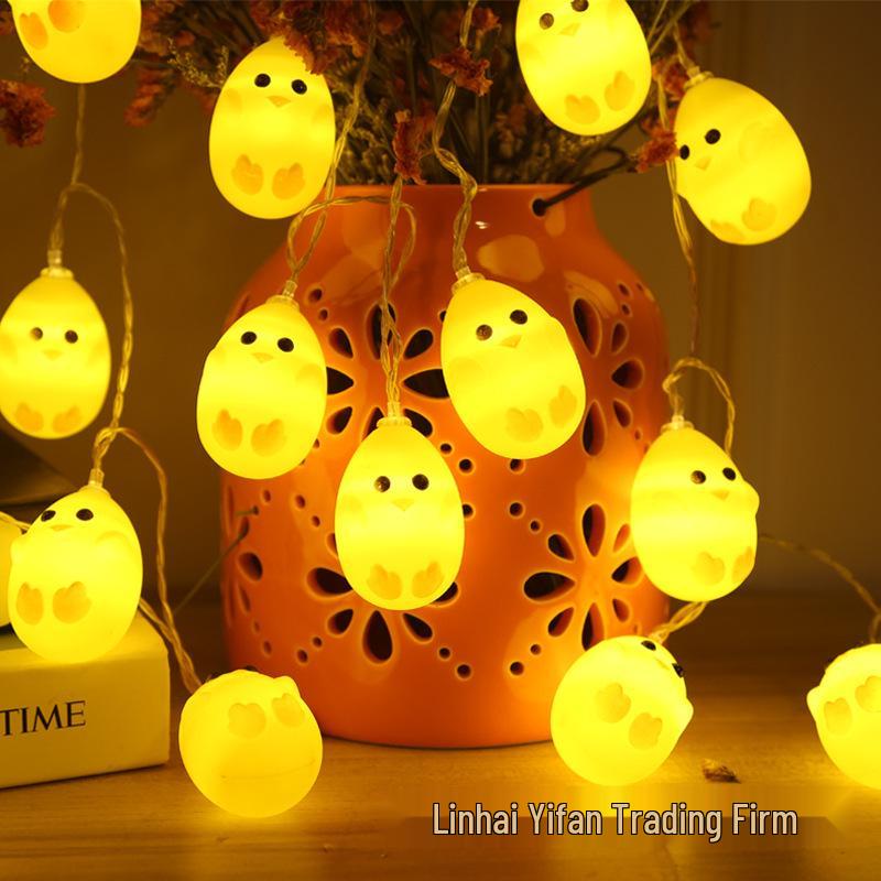 LED Crackled Egg Easter String Lights with Rabbit Eggshell Shapes