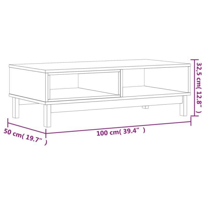 VidaXL Table basse FLAM 100x50x32,5 cm bois de pin massif 357822