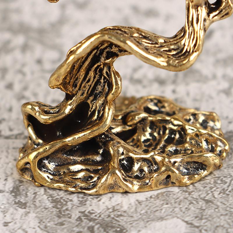 1Pc Brass Mini Welcome Pine Figurine Tree Miniature Landscape Small Bonsai Tree Statues Decorations Accessories