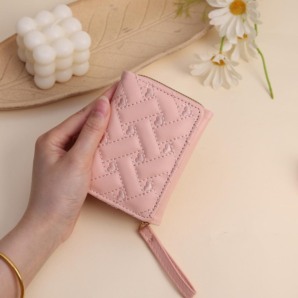 New Women's Short Wallet, Simple Fashion Embroidered Love Women's 30% Off Card Bag, Multi-card Position Wallet, Wallet