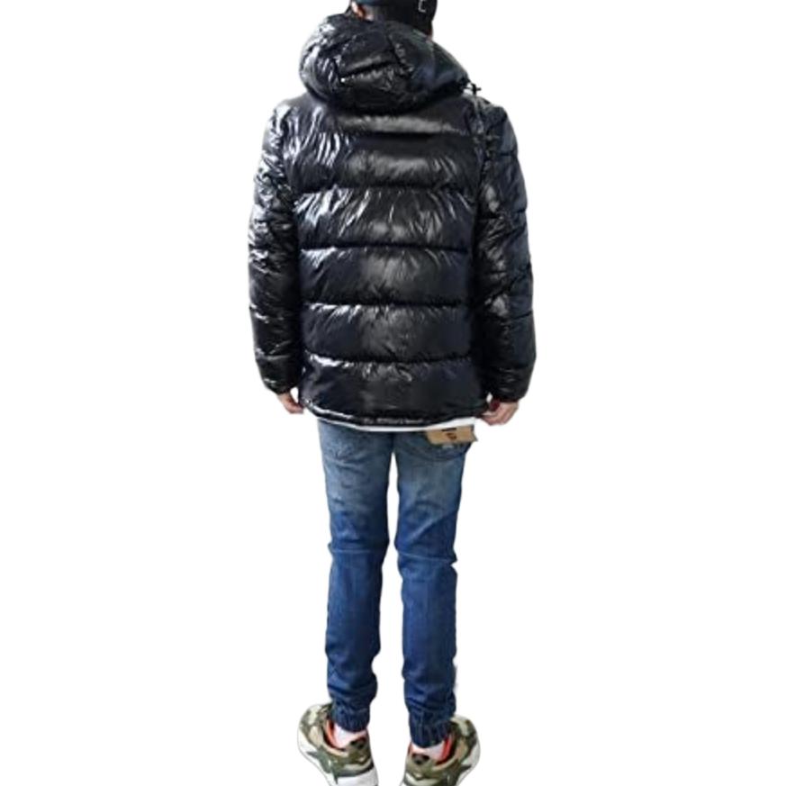 Calvin Klein Solid Color Hooded Zipper Puffer Jacket Warm Long Sleeve Cotton Coat Men Jackets Black CM052418-BLACK