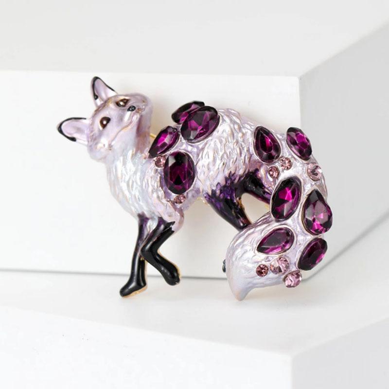 Rhinestone Fox Brooch Lightweight Enamel Craft Sparkling Accessory for Date Nights Office Attire Decor