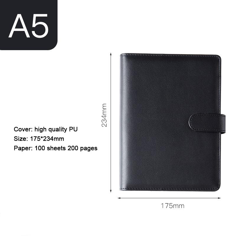 (Bezpłatne grawerowanie logo) Notatnik studencki A5/A6 w jednolitym kolorze, z klamrą magnetyczną, zawiera metalowy segregator, pamiętnik, notatnik, podręcznik