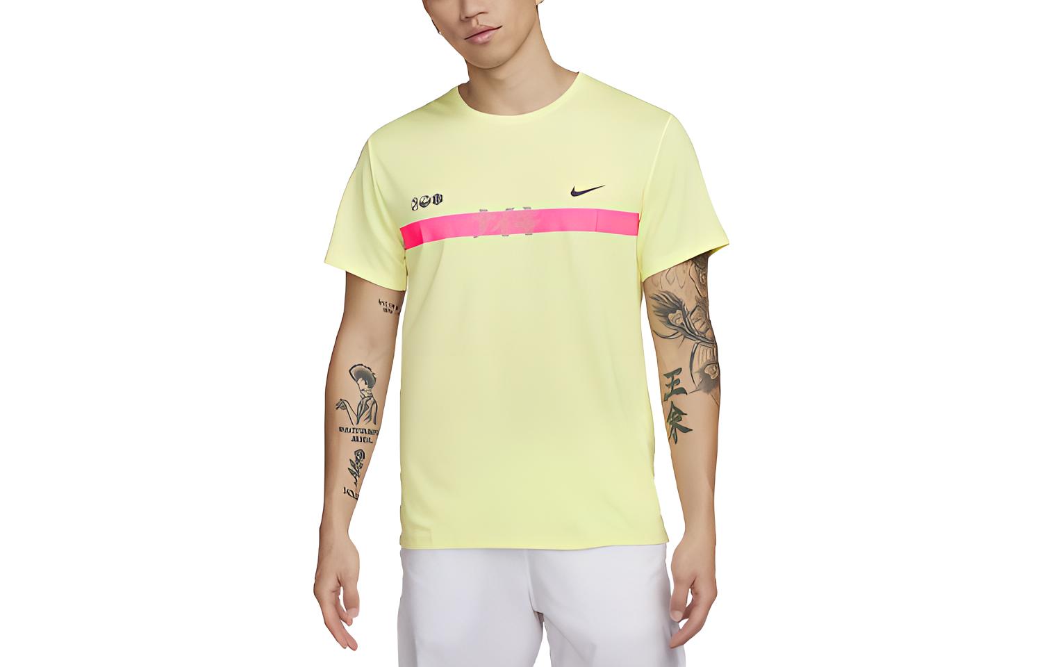Nike Dri Fit Miler T Shirt Men s Yellow Green FQ8019-331 XL