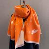 Women's Long Thick Warm Korean Style Scarf Imitating Cashmere Winter Fashion Scarf with Stylish Letter Pony Pattern as Shawl