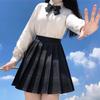 GEAHOL School Uniform Skirt 3-Piece Set Girls High Waist Pleated Check Pattern with Bow Tie Tie Adjustable Waist Machine Washable for School Festival